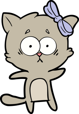 Bir insan tarafından çizilmiş çizgi film kedisi.