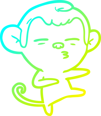 Bir insan tarafından çizilmiş şüpheli bir maymunun soğuk gradyan çizimi