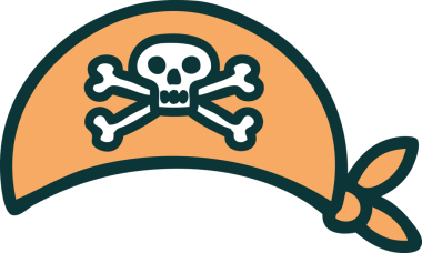 Bir insan tarafından çizilmiş korsan başörtüsünün ikonik dövme şekli