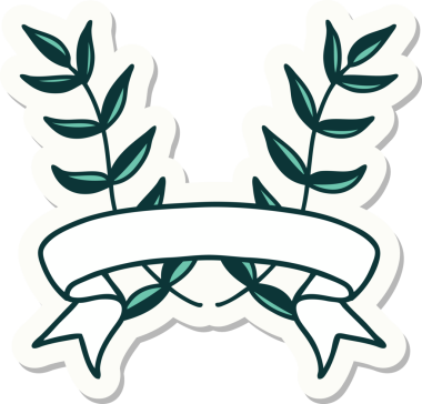 Bir insan tarafından çizilmiş defne sancağına sahip dövme stili.