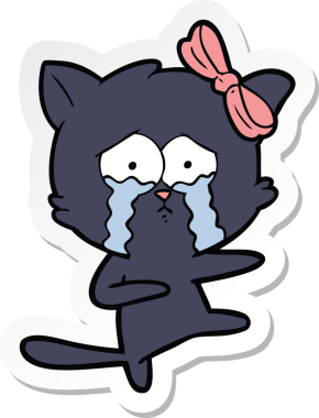 Bir insan tarafından çizilmiş çizgi film kedisinin çıkartması.