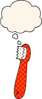 Bir insan tarafından çizilmiş çizgi roman tarzında düşünce baloncuklu diş fırçası.