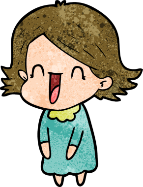 Bir insan tarafından çizilmiş mutlu bir kadın.