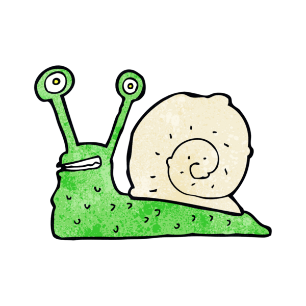 bir insan tarafından çizilmiş karikatür salyangozu