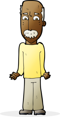 Çizgi filmdeki baba bir insan tarafından çizilmiş omuzlarını silkiyor.