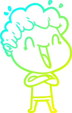 Bir çizgi film çizen soğuk gradyalı mutlu bir adam bir insan tarafından çizilmiş.