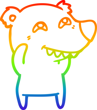 Bir insan tarafından çizilmiş dişleri gösteren karikatür kutup ayısının çizimi.