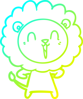 Bir insan tarafından çizilmiş gülen aslan karikatürü.