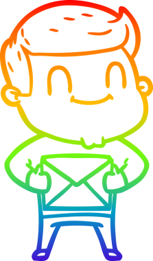 Bir insan tarafından çizilmiş gökkuşağı gradyan çizgi çizimi.