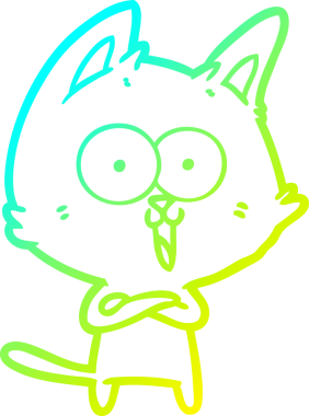 Bir insan tarafından çizilmiş komik çizgi film kedisinin soğuk gradyan çizgisi.