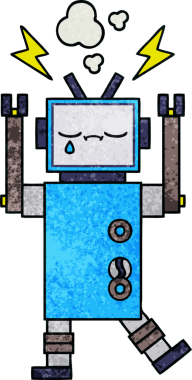 Bir insan tarafından çizilmiş bir robotun retro grunge dokusu