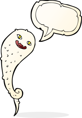 Bir insan tarafından çizilmiş konuşma baloncuğu olan karikatür hayaleti.