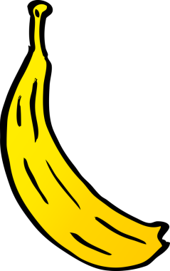 Bir insan tarafından çizilmiş karalama sarı muz