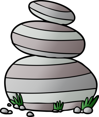 bir insan tarafından çizilmiş büyük istiflenmiş taşlar.