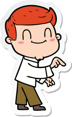 Bir insan tarafından çizilmiş, karikatür dostu bir adamın çıkartması.