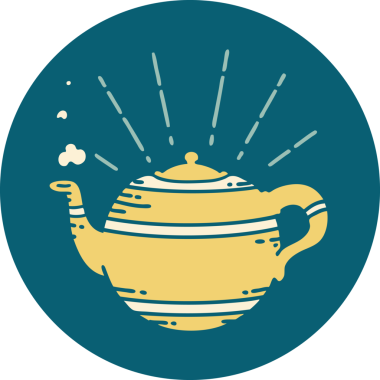 Bir insan tarafından çizilmiş dövme stili buharlı çaydanlığın simgesi.