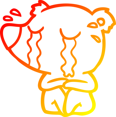 Bir insan tarafından çizilmiş ağlayan bir ayının sıcak çizgi çizimi