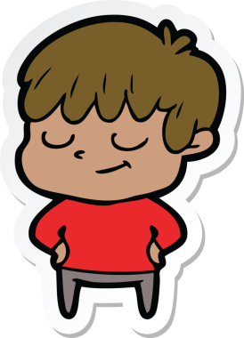 Bir insan tarafından çizilmiş mutlu bir çocuğun çıkartması.