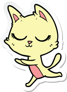 Bir insan tarafından çizilmiş sakin bir çizgi film kedisinin çıkartması.