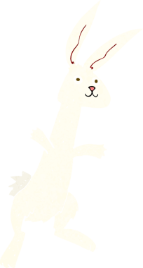 Bir insan tarafından çizilmiş çizgi film tavşanı