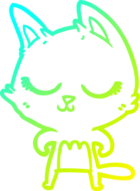 Bir insan tarafından çizilmiş sakin bir çizgi film kedisinin soğuk eğim çizgisi.