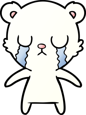 Bir insan tarafından çizilmiş üzgün küçük kutup ayısı çizgi filmi.