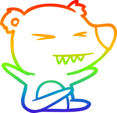 Bir insan tarafından çizilmiş kızgın ayı karikatürünün gökkuşağı gradyanı