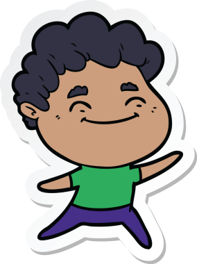 Bir insan tarafından çizilmiş, karikatür dostu bir adamın çıkartması.