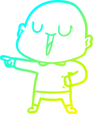 Bir insan tarafından çizilmiş, mutlu, kel bir adamın çizdiği soğuk çizgi.