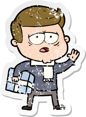 Bir insan tarafından çizilmiş yorgun bir çizgi filmin sıkıntılı çıkartması.