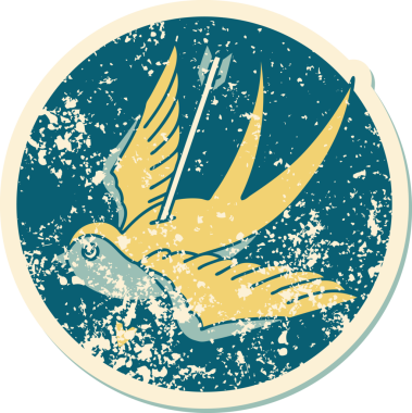 Bir insan tarafından çizilmiş bir kırlangıcın sembolik dövmesi.