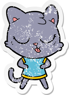 Bir insan tarafından çizilmiş karikatür bir kedinin sıkıntılı çıkartması.