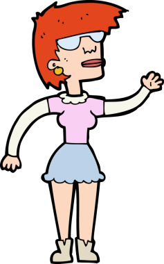 Bir insan tarafından çizilmiş gözlüklü bir kadın.