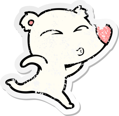 Bir insan tarafından çizilmiş ıslık çalan kutup ayısının sıkıntılı çıkartması.