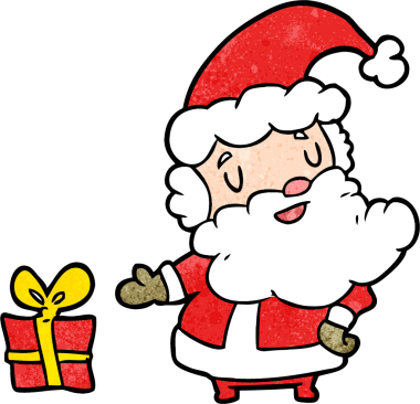 Bir insan tarafından çizilmiş Noel Baba çizgi filmi.