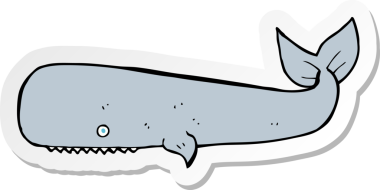 Bir insan tarafından çizilmiş bir balinanın çıkartması.