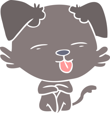 Bir insan tarafından çizilmiş düz renkli çizgi film köpeği.