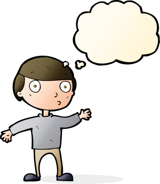 Bir insan tarafından çizilmiş düşünce baloncuğu olan bir çizgi film adamı.