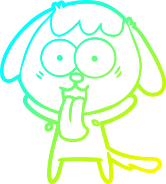 Bir insan tarafından çizilmiş şirin bir çizgi köpeğin soğuk gradyan çizgisi.