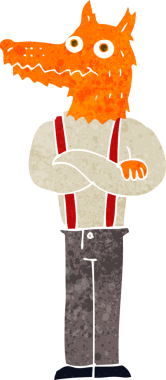 Bir insan tarafından çizilmiş komik tilki çizgi filmi