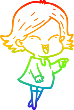 gökkuşağı gradyan çizimi mutlu bir çizgi film kızı bir insan tarafından çizildi