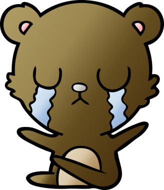 Bir insan tarafından çizilmiş ağlayan çizgi film ayısı.