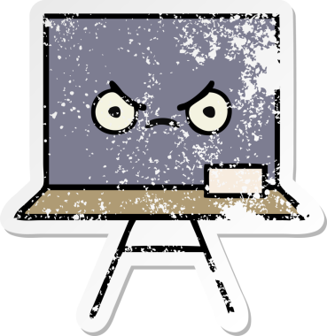 Sevimli bir karikatür tahtası insan tarafından çizilmiş sıkıntılı bir çıkartma.