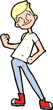 Bir insan tarafından çizilmiş bir adamı kutlayan çizgi film.