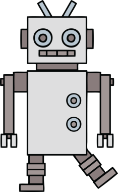 Bir insan tarafından çizilmiş dans eden bir robot çizimi.