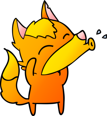 Bir insan tarafından çizilmiş tilki çizgi film karakteri