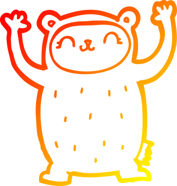 Bir insan tarafından çizilmiş sevimli bir ayının sıcak çizgi çizgisi.