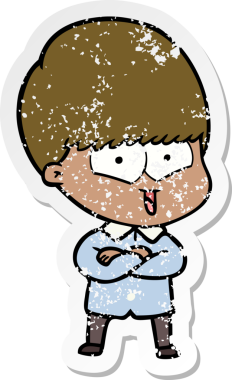 Bir insan tarafından çizilmiş mutlu bir çocuğun sıkıntılı çıkartması.