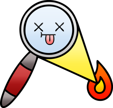 Bir insan tarafından çizilmiş bir büyüteçin gölgelenmiş karikatürü