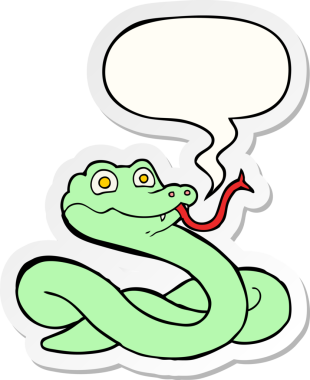 Bir insan tarafından çizilmiş konuşma balonu çıkartmalı çizgi film yılanı.